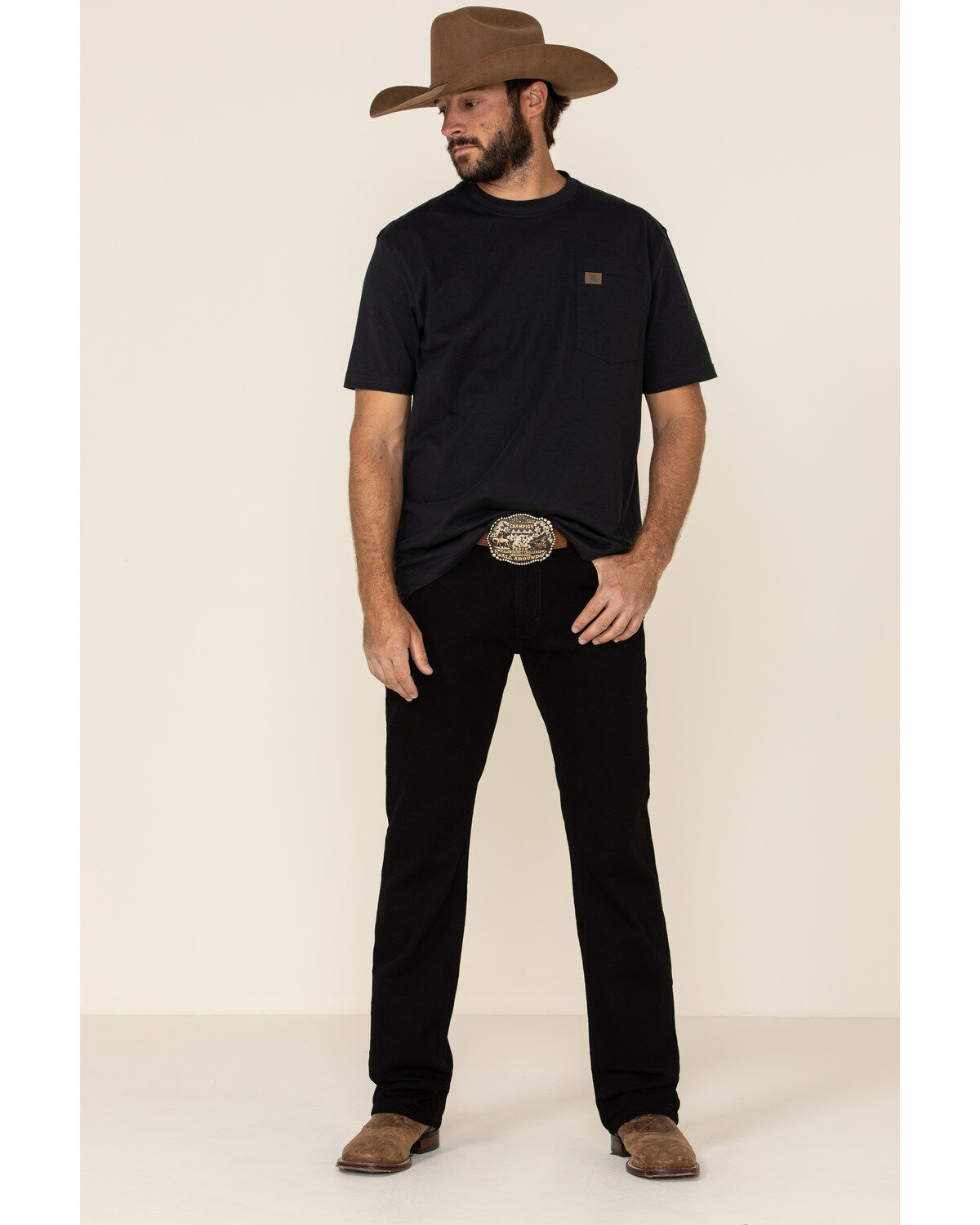Image #1 - Ariat Men's Black Legacy Stretch Stackable Slim Straight Jeans, Black, hi-res