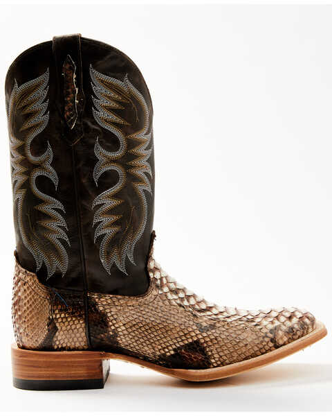 Cody James Men's Exotic Python Western Boots - Broad Square Toe , Dark Brown, hi-res