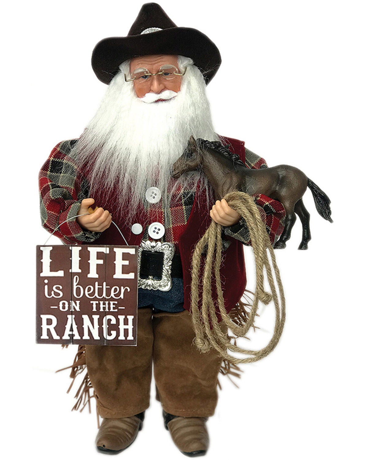 Santa's Workshop 15" Life Is Better On The Ranch Santa Figurine, Brown, hi-res