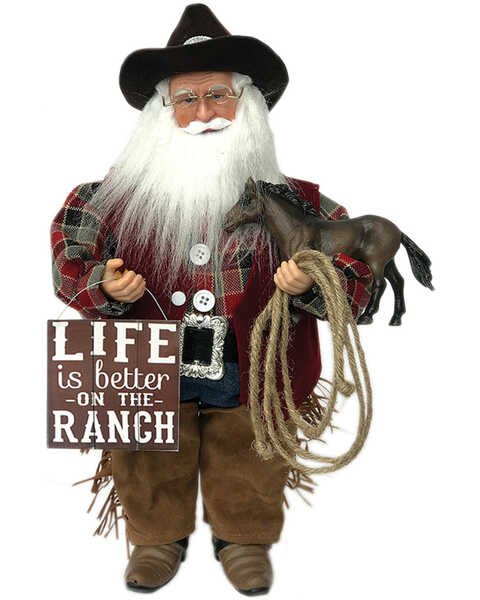 Santa's Workshop 15" Life Is Better On The Ranch Santa Figurine , Brown, hi-res