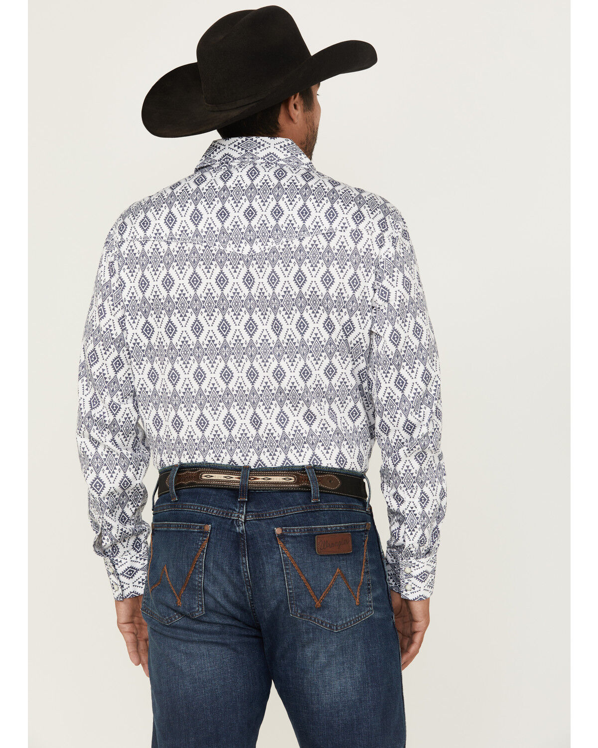 Image #4 - Wrangler Retro Men's Premium Geo Print Long Sleeve Snap Western Shirt, White, hi-res