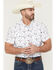 Image #1 - Rock & Roll Denim Men's TEK Steer Skull Short Sleeve Snap Stretch Western Shirt, White, hi-res