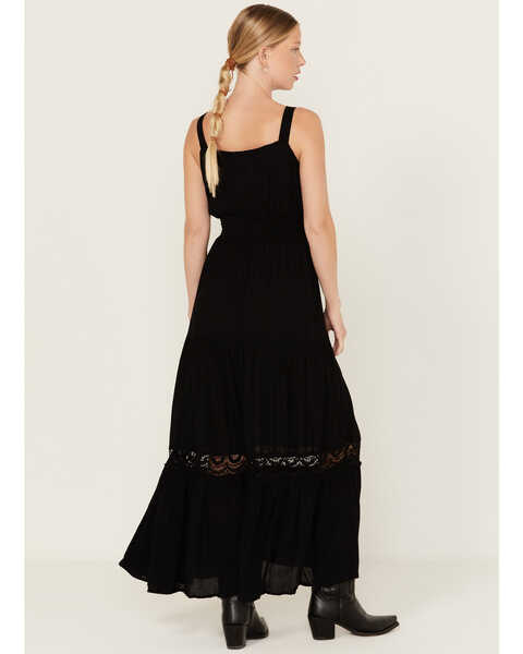 Image #4 - Angie Women's Crochet Lace-Up Maxi Dress, Black, hi-res