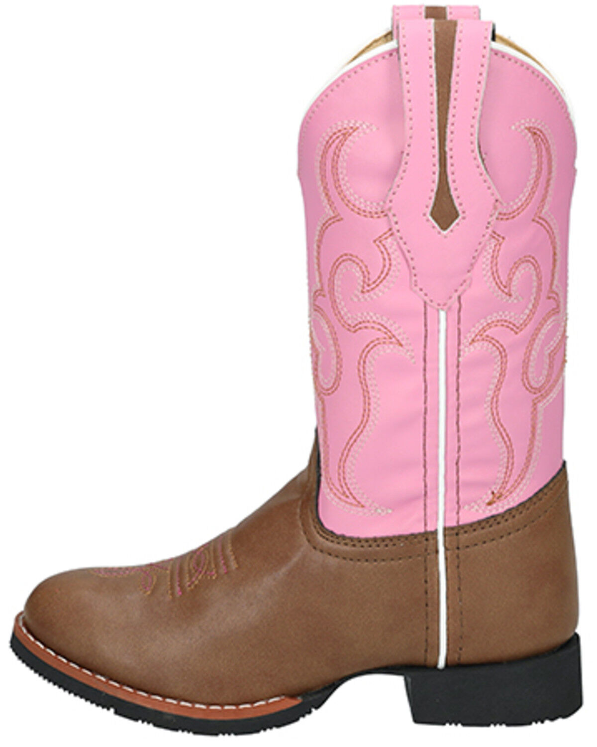 Image #3 - Smoky Mountain Girls' Mustang Western Boots - Round Toe, Brown/pink, hi-res