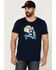 Moonshine Spirit Men's Mas Cerveza Graphic Short Sleeve T-Shirt , Steel Blue, hi-res