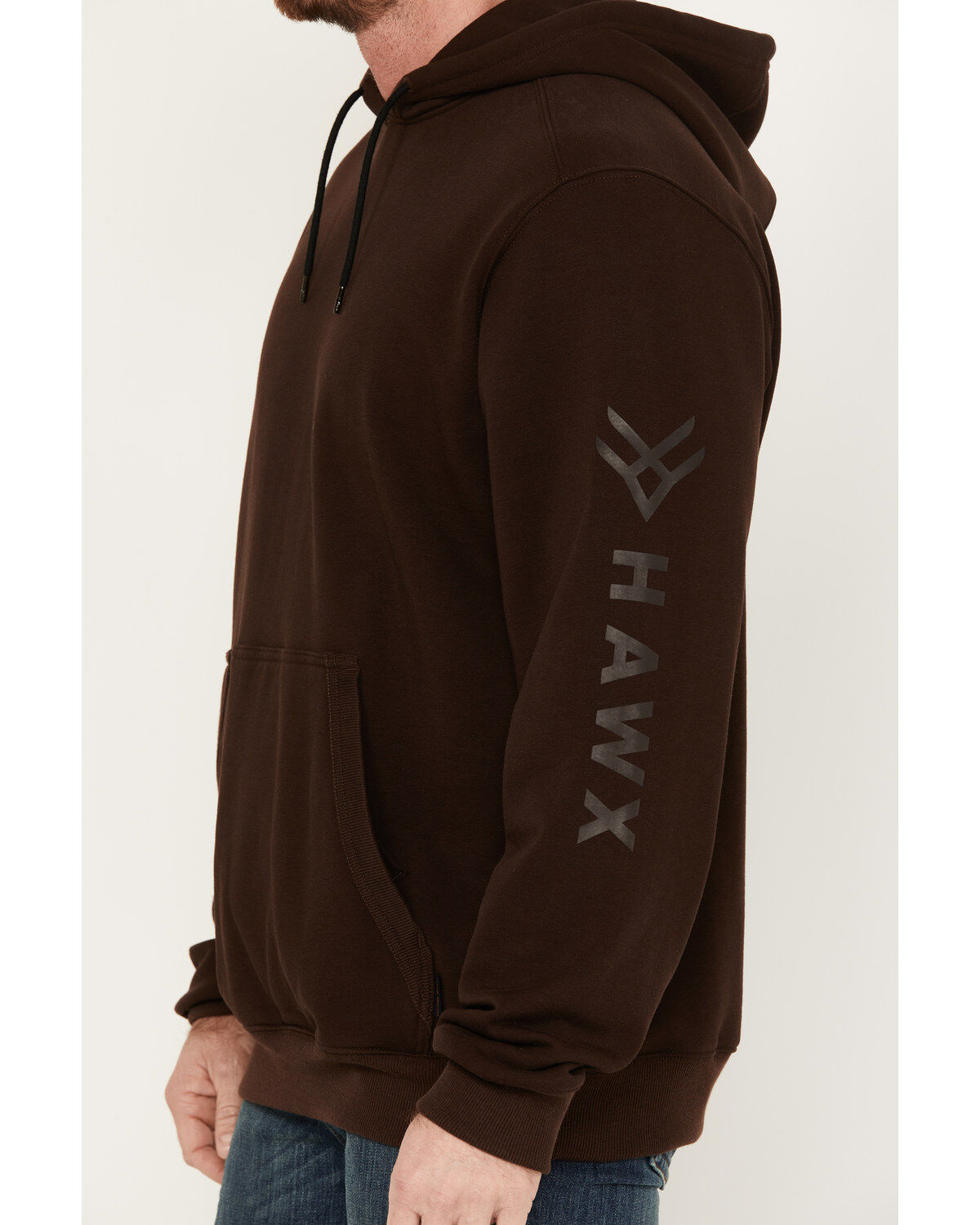 Image #3 - Hawx Men's FR Hard Face Pullover Fleece Hooded Jacket, Dark Brown, hi-res