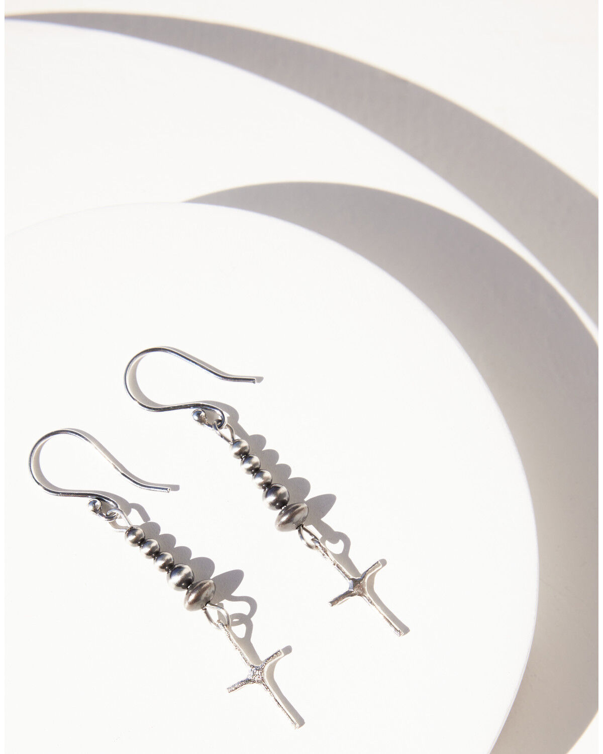 Image #3 - Paige Wallace Women's Tiny Cross Navajo Pearl Earrings, Silver, hi-res