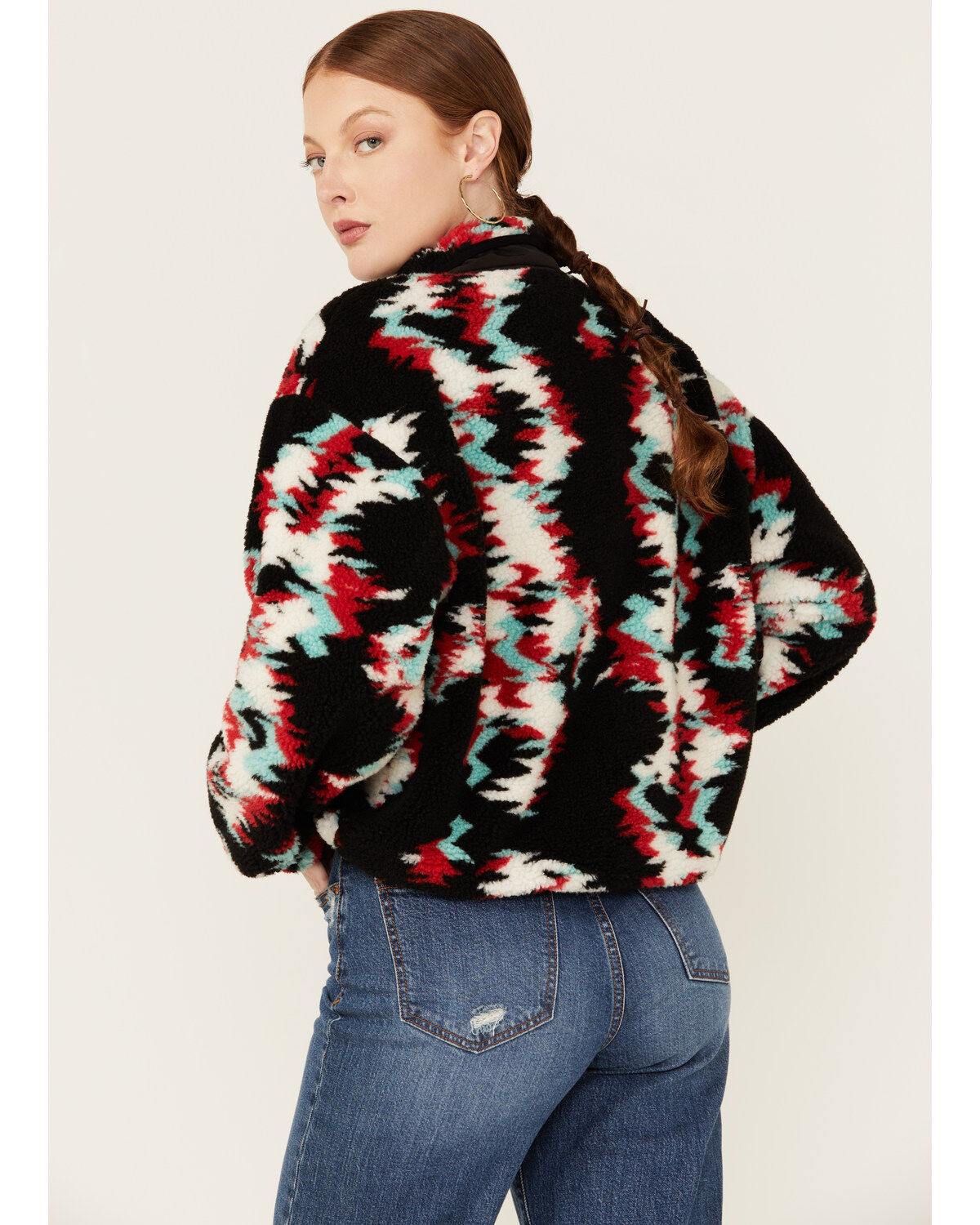 Image #4 - Rock & Roll Denim Women's Southwestern Print Fleece Jacket, Black, hi-res