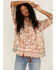 Image #1 - Miss Me Women's Mauve Patchwork Peasant Tassel Top, Mauve, hi-res