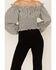 Image #3 - Beyond The Radar Women's Checkered Long Sleeve Crop Peasant Top, Black/white, hi-res