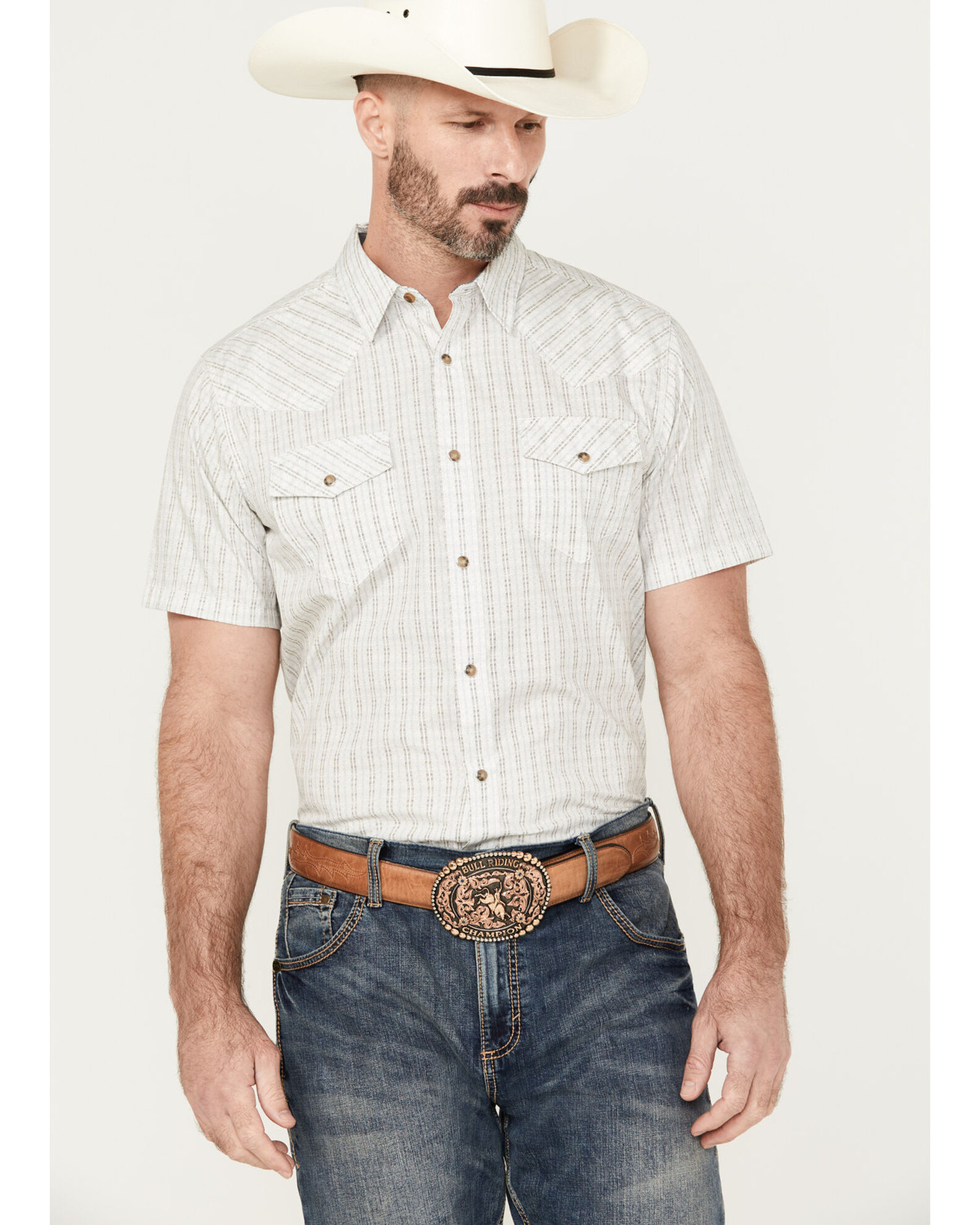 Cody James Men's Plaid Print Short Sleeve Snap Western Shirt