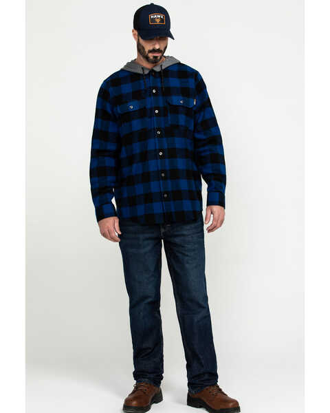 Image #6 -  Hawx Men's Blue Monteta Plaid Hooded Long Sleeve Shirt Work Jacket - Tall , , hi-res