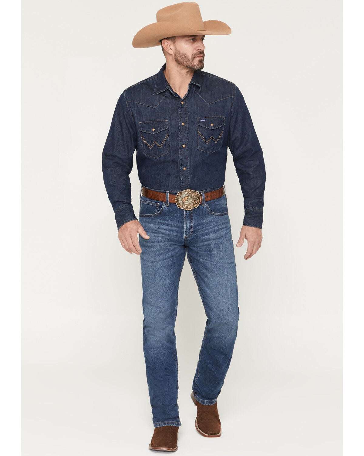 Wrangler 20X Men's 44MWX Barlow Medium Wash Slim Straight Stretch Denim Jeans, Medium Wash, hi-res