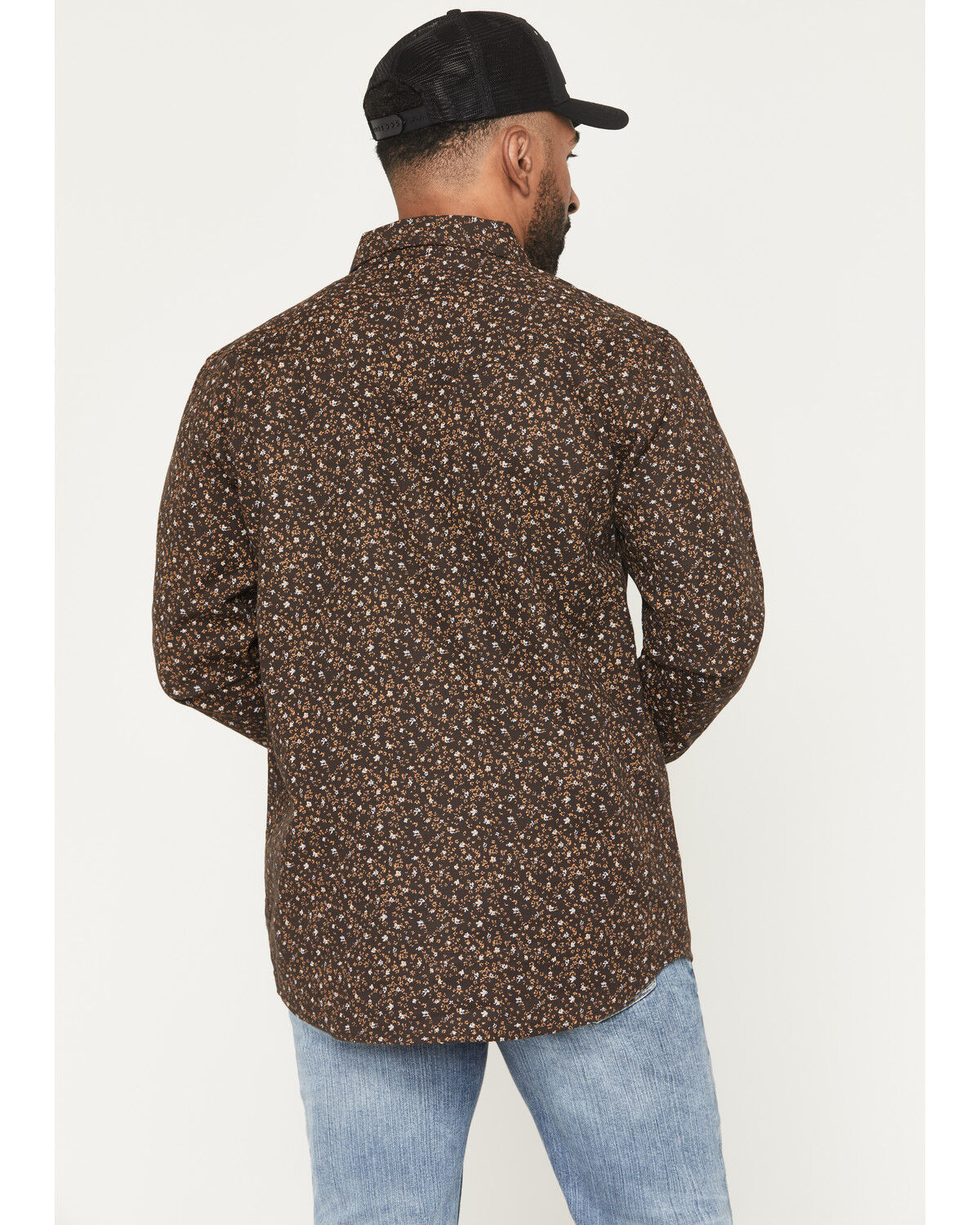 Image #4 - Cody James Men's FR Milkweed Printed Long Sleeve Stretch Work Shirt, Dark Brown, hi-res