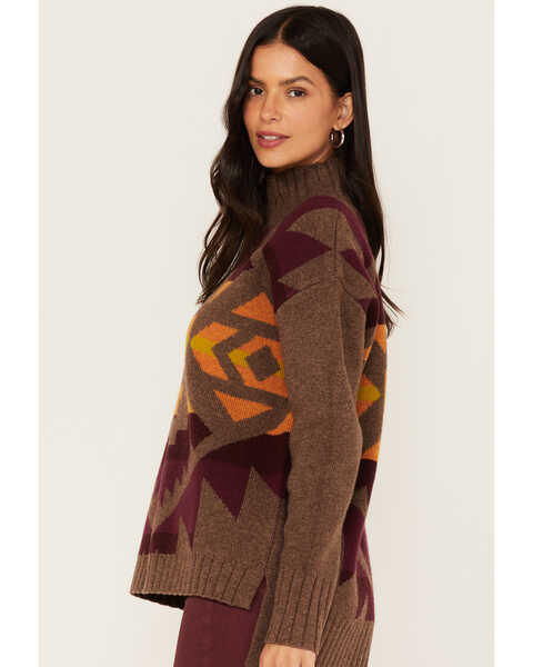 Image #2 - Pendleton Women's Mixed Print Western Sweater, Medium Brown, hi-res
