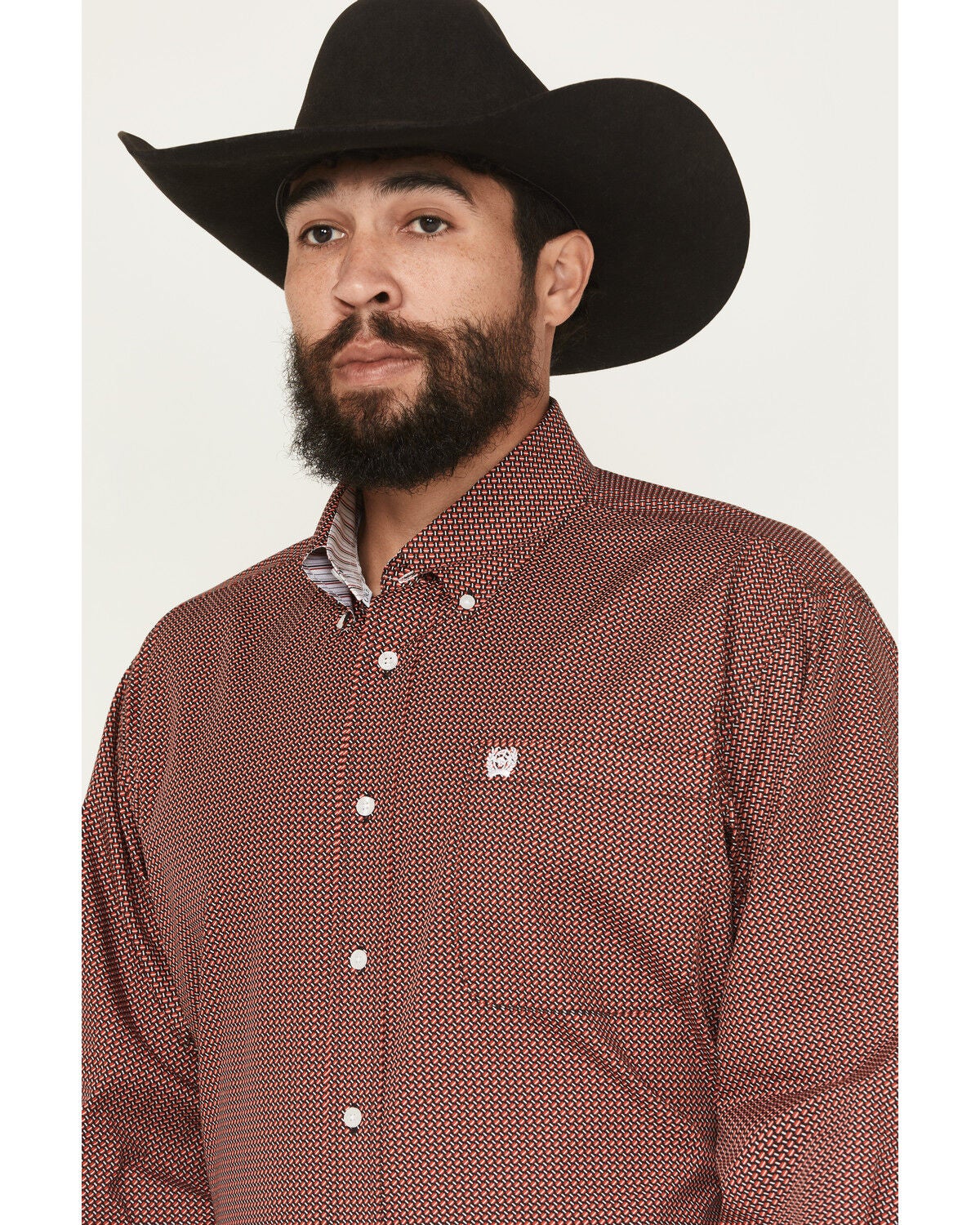 Cinch Men's Micro Geo Print Long Sleeve Button-Down Western Shirt