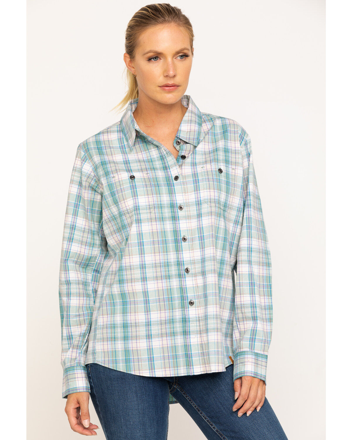 Image #1 - Wrangler Riggs Women's Plaid Long Sleeve Work Shirt, , hi-res