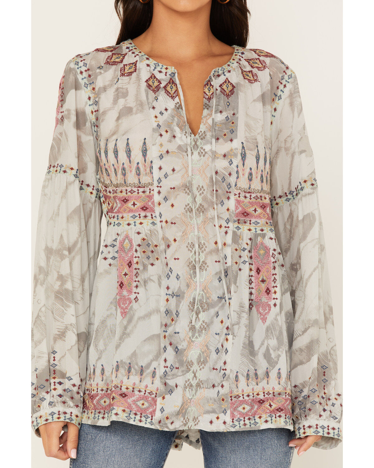 Image #3 - Johnny Was Women's Deliza Embroidered Silk Blouse, Multi, hi-res