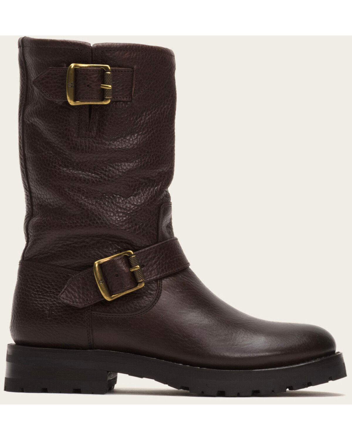 Image #2 - Frye Women's Dark Brown Natalie Mid Engineer Lug Shearling Boots, , hi-res