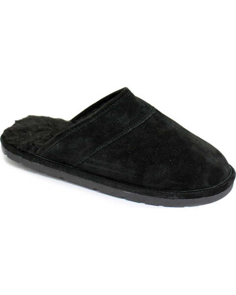 Lamo Footwear Men's Scuff Leather Slippers, Black, hi-res
