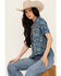 Image #1 - Wrangler Retro Women's Conversation Print Short Sleeve Button-Down Western Shirt , Blue, hi-res