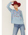 Image #4 - Roper Women's Embroidered Front Southwestern Denim Pullover Shirt, Blue, hi-res