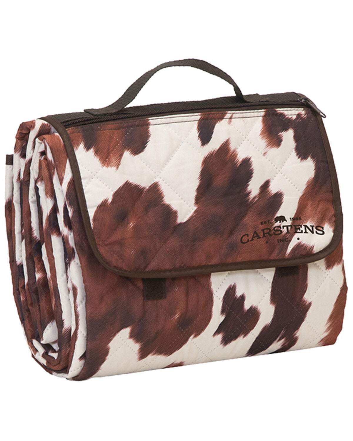 Image #2 - Carstens Home Cow Print Picnic Blanket, Brown, hi-res