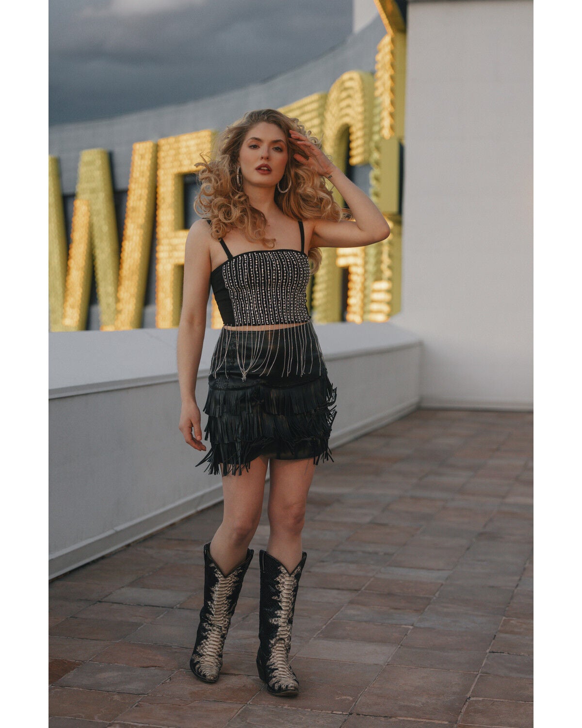 Idyllwind Women's Dahlia Rhinestone Bustier Tank, Black, hi-res