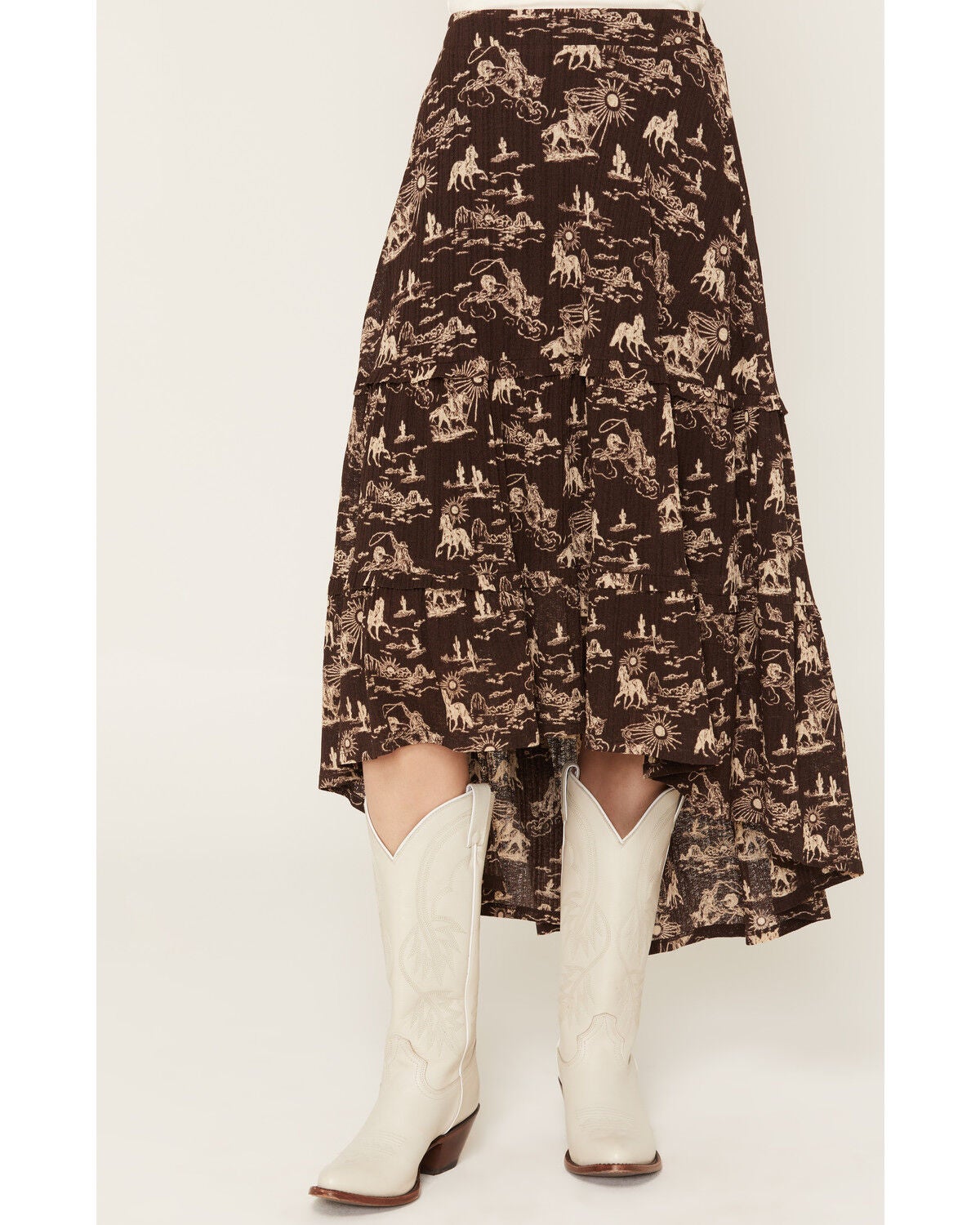 Image #2 - Idyllwind Women's Baxter Conversational Maxi Skirt, Dark Brown, hi-res