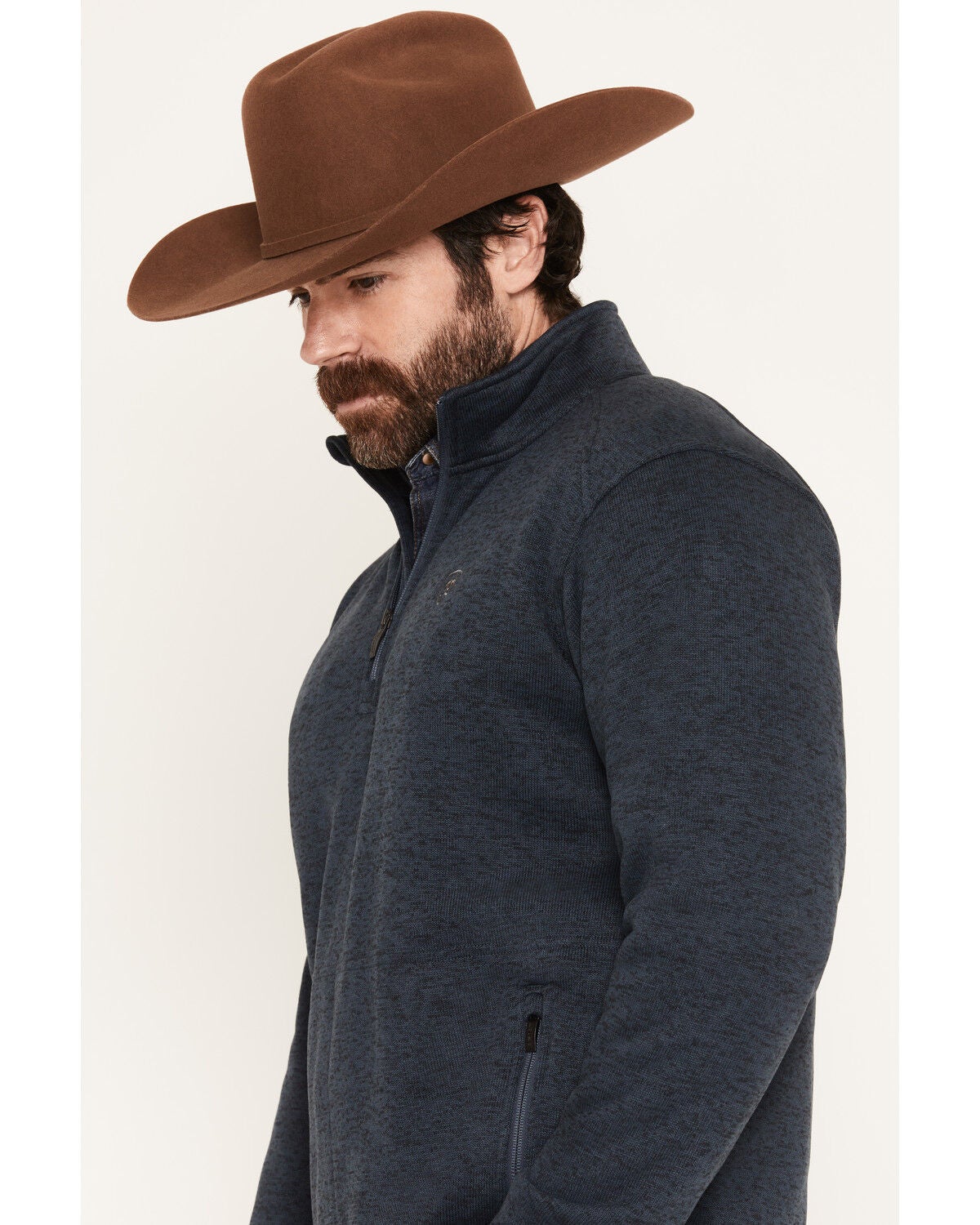 Image #2 - Ariat Men's Caldwell 1/4 Button-Down Pullover, Blue, hi-res