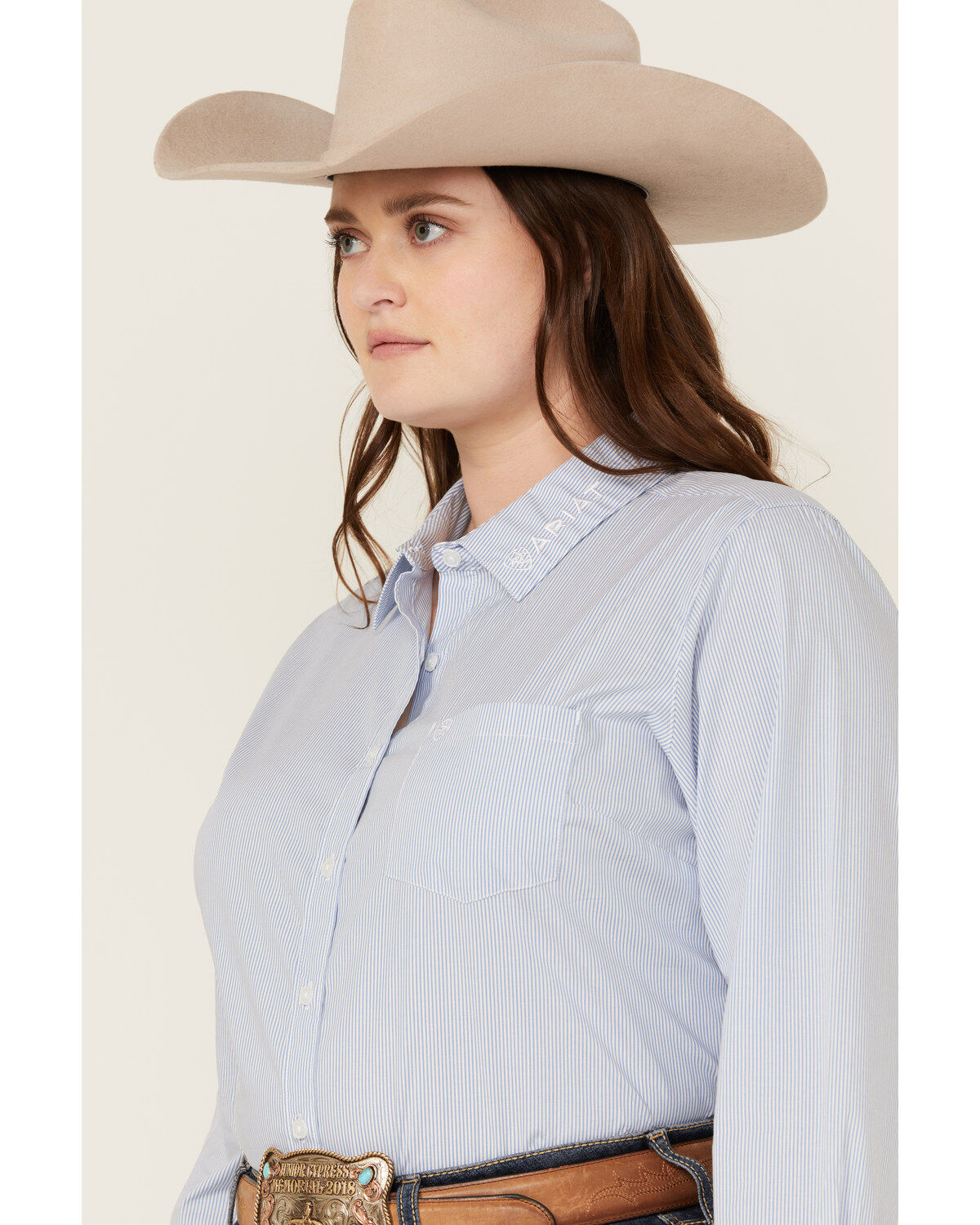 Product Name:  Ariat Women's Striped Team Kirby Long Sleeve Button-Down Stretch Western Shirt - Plus