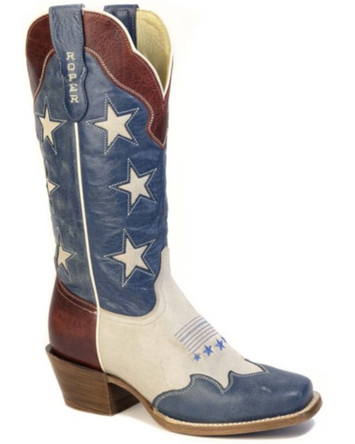 Roper Women's 250 USA Tall Western Boots - Square Toe, White, hi-res