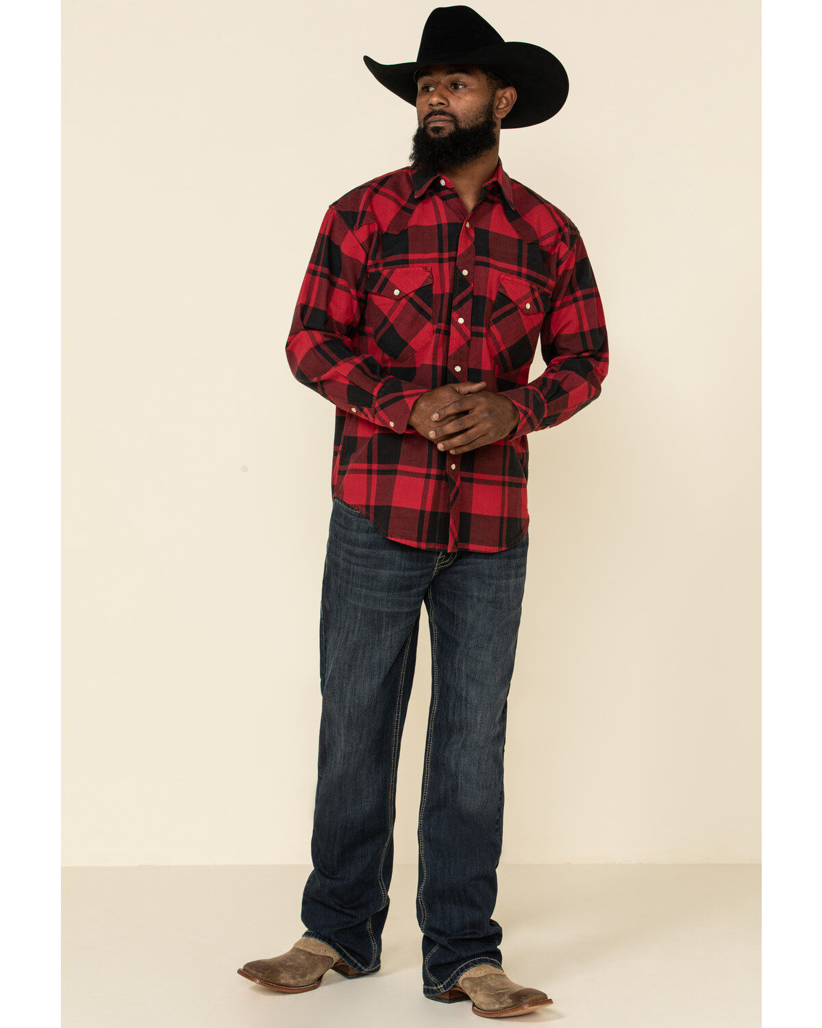 Image #2 - Resistol Men's Lumberjack Large Check Plaid Print Long Sleeve Pearl Snap Western Shirt, , hi-res
