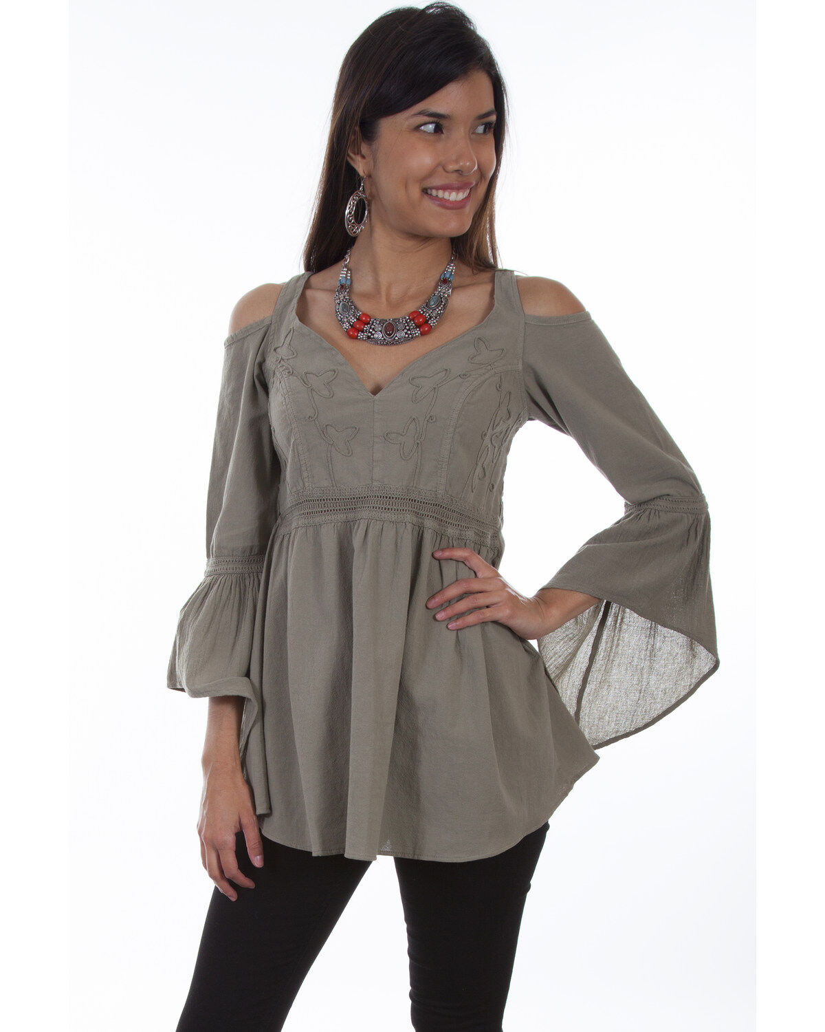 Image #1 - Scully Women's Cold Shoulder Long Sleeve Tunic Top , , hi-res