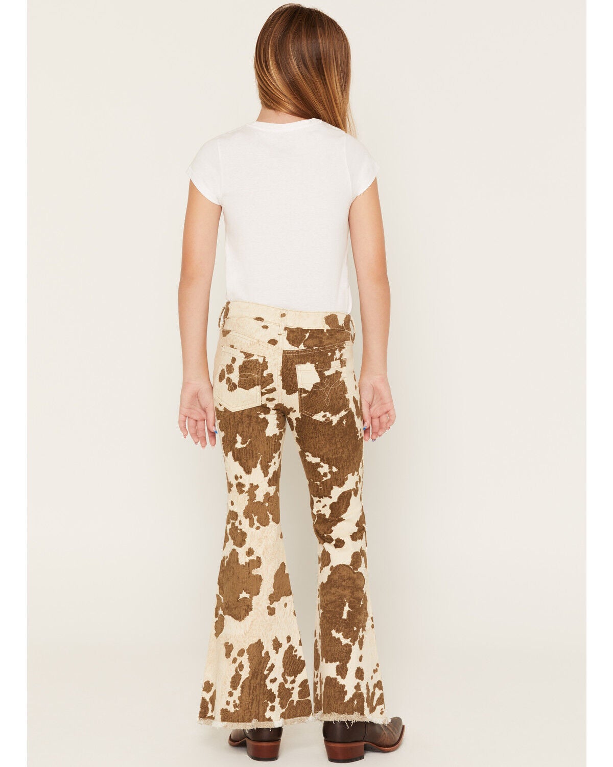 Image #3 - Shyanne Little Girls' Lacey Pony Print Print Pull-On Flare Denim Jeans, Cow Print, hi-res