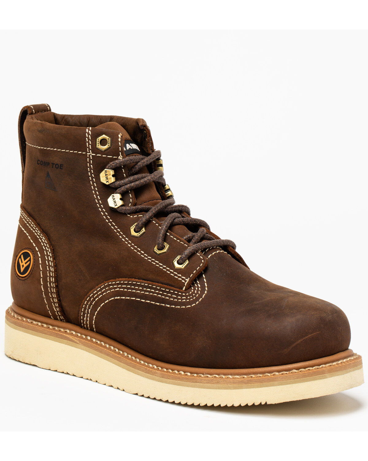 Image #1 - Hawx Men's 6" Grade Work Boots - Composite Toe, Brown, hi-res