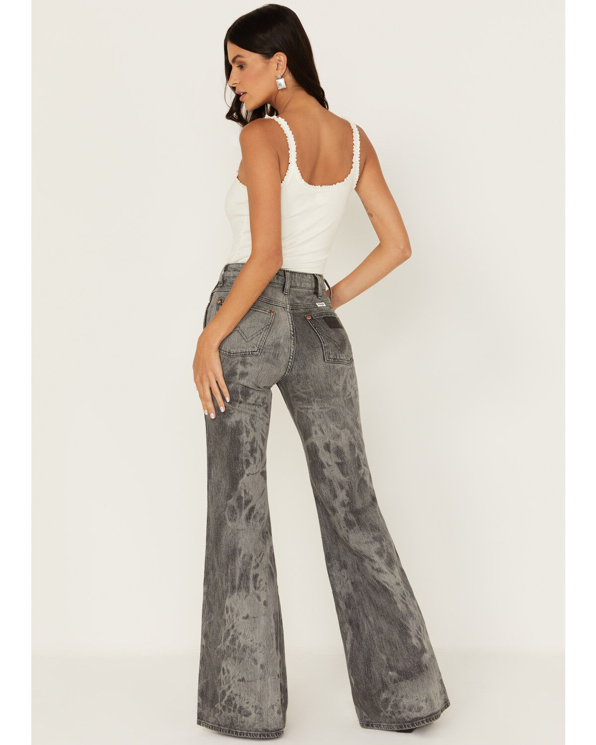 Product Name:  Wrangler Women's Wanderer Laser Acid Wash High Rise Distressed Flare Jeans