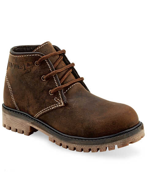 Old West Boys' 3.25" Hiker Boots - Round Toe, Brown, hi-res