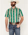 Image #1 - Kimes Ranch Men's Stoppy Stripe Print Short Sleeve Button-Down Western Shirt, Green, hi-res