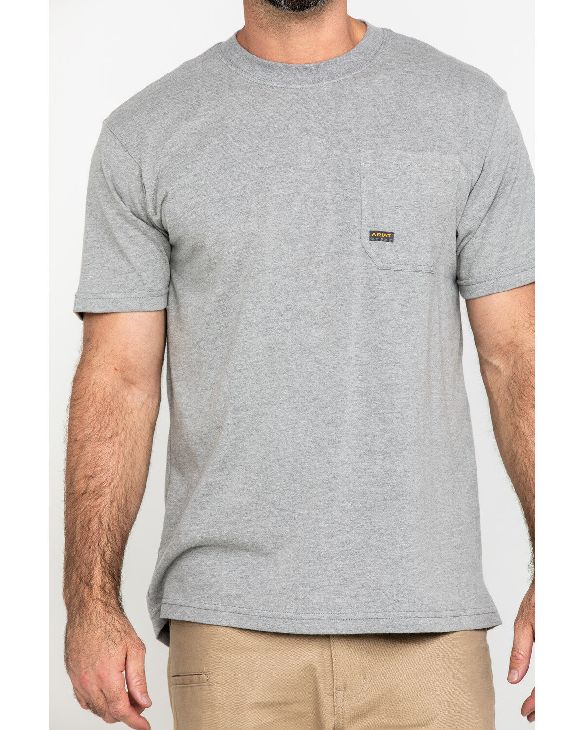 Image #4 - Ariat Men's Rebar Cotton Strong American Grit Short Sleeve Work T-Shirt, Heather Grey, hi-res