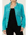 Scully Women's Turquoise Suede Fringe Jacket, Turquoise, hi-res
