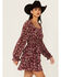 Image #2 - Trixxi Women's Paisley Flounce Tier Mini Dress, Maroon, hi-res