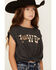 Image #2 - Saints & Hearts Girls' Howdy Tie Front Short Sleeve Graphic Tee, , hi-res