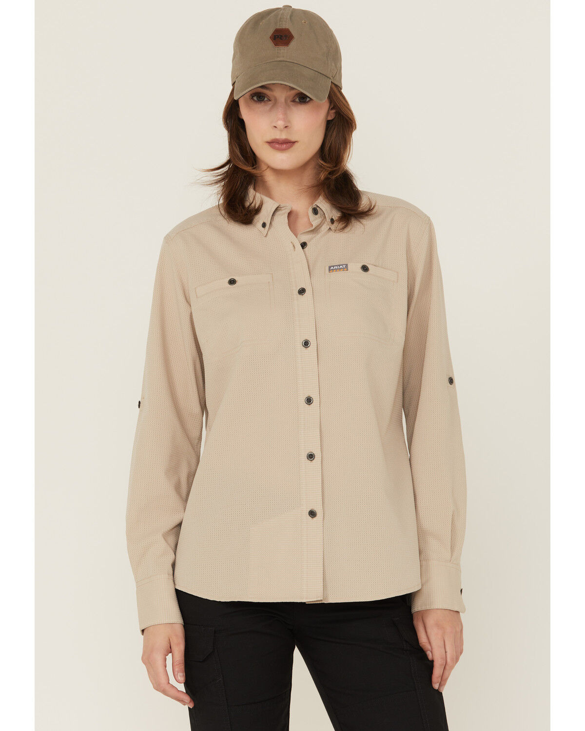 Image #1 - Ariat Women's Rebar Made Tough 360 Long Sleeve Button-Down Work Shirt, Grey, hi-res