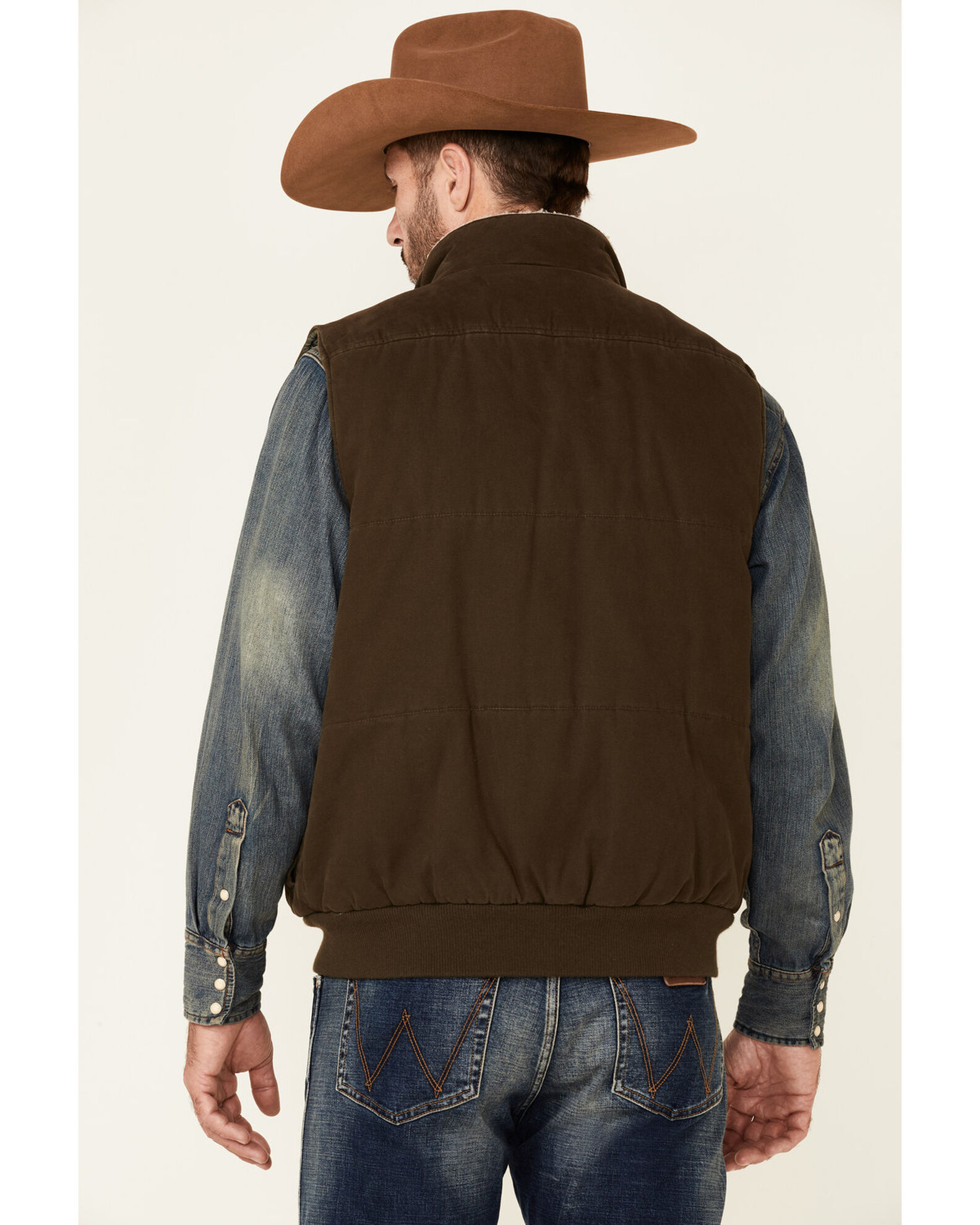 Powder River Outfitters Men s Concealed Carry Olive Brushed Canvas Storm Flap Vest Boot Barn