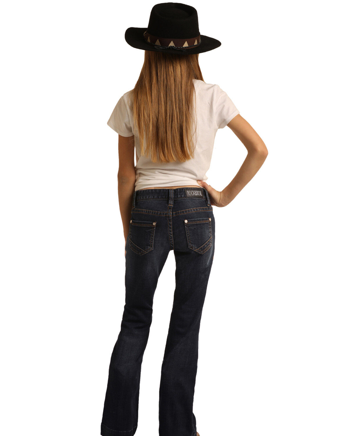 Image #6 - Rock & Roll Denim Girls' Dark Wash Seamed Trouser, , hi-res