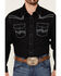 Image #3 - Rock 47 By Wrangler Men's Solid Embroidered Long Sleeve Snap Western Shirt, Black, hi-res