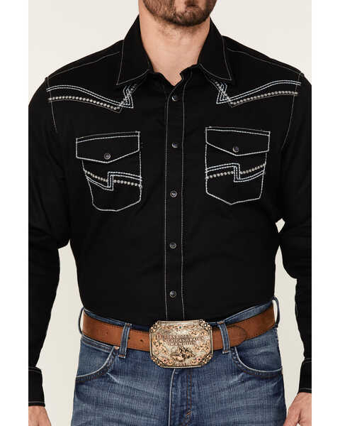 Rock 47 By Wrangler Men's Solid Embroidered Long Sleeve Snap Western Shirt  | Boot Barn
