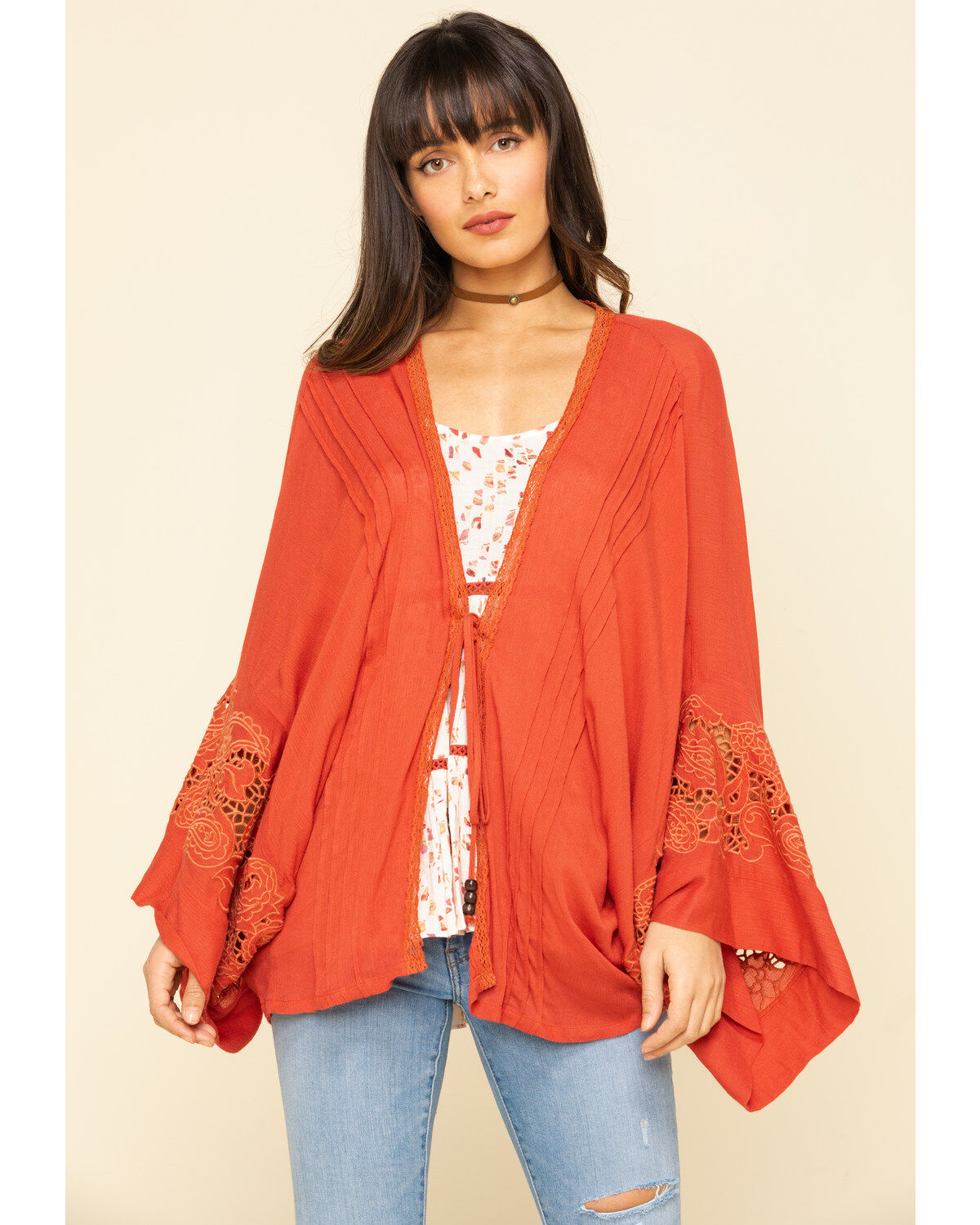 Image #5 - Miss Me Women's Tie Front Bell Sleeve KImono  , , hi-res