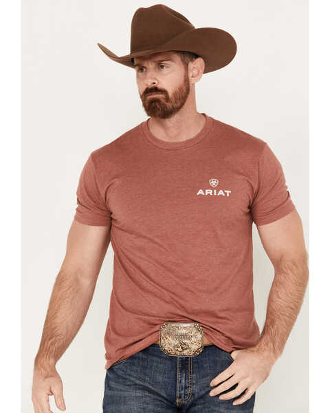 Ariat Men's Land Of Free Short Sleeve T-Shirt, Rust Copper, hi-res
